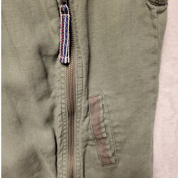 Michael Stars Olive Army Green Moto Vest 100% Linen Military Y2K Grunge Womens S - Picture 4 of 7